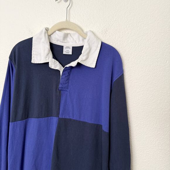 [Urban Outfitters] Navy Blue Colorblock Long Sleeve Rugby Polo Shirt Sz Medium M - Picture 8 of 11